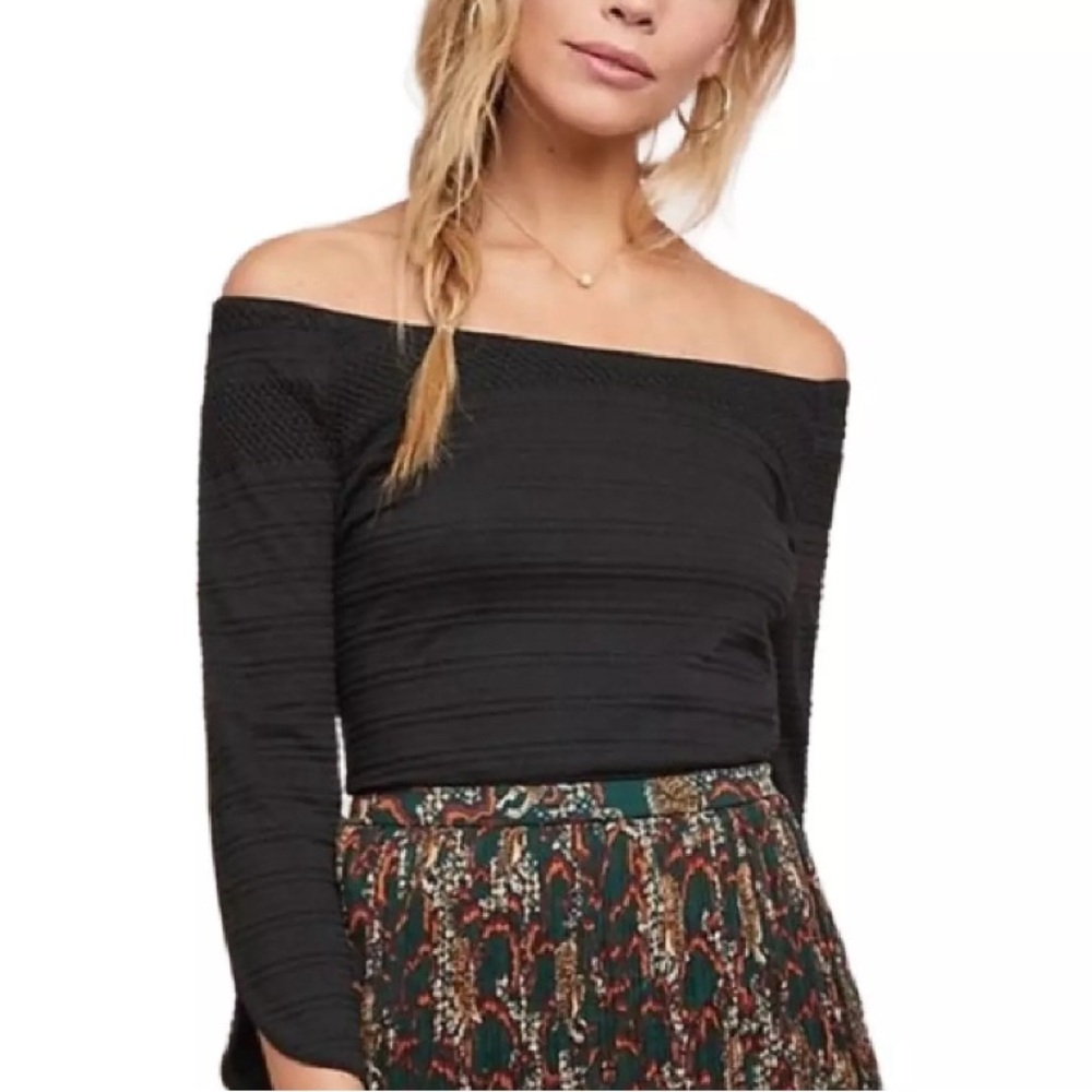 Anthropologie Women's 3/4 Sleeve Meadow Rue Textured Off the Shoulder Top Sz S